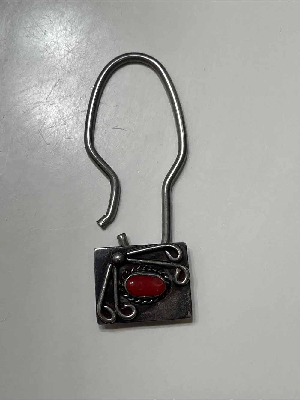 Vintage Bennett Pat. Pending C-31 Navajo Red Coral Sterling Silver Key Holder